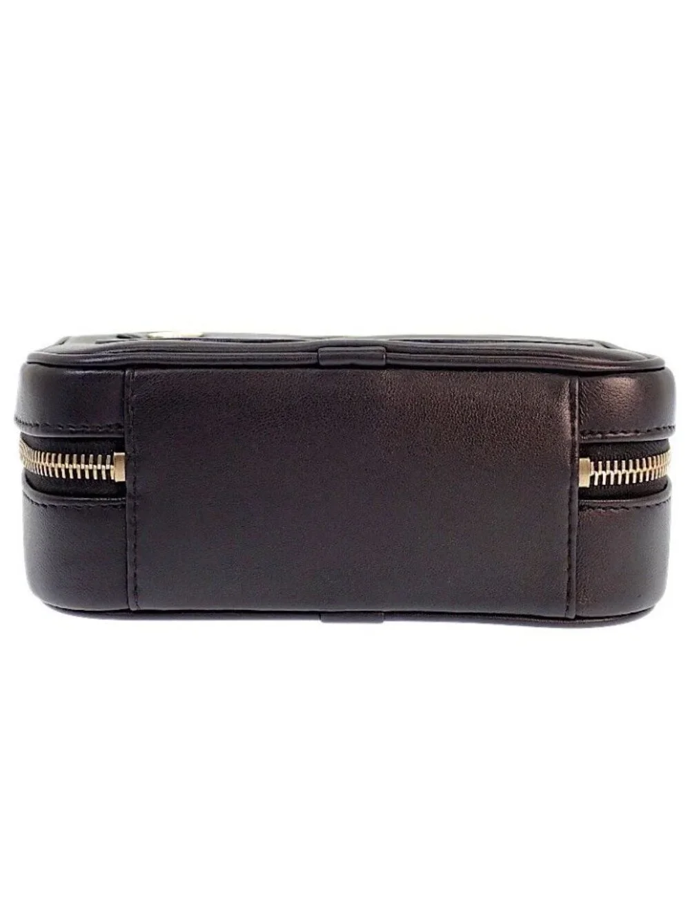 Chanel CC Logo Chain Shoulder Camera Bag Lambskin Black Gold